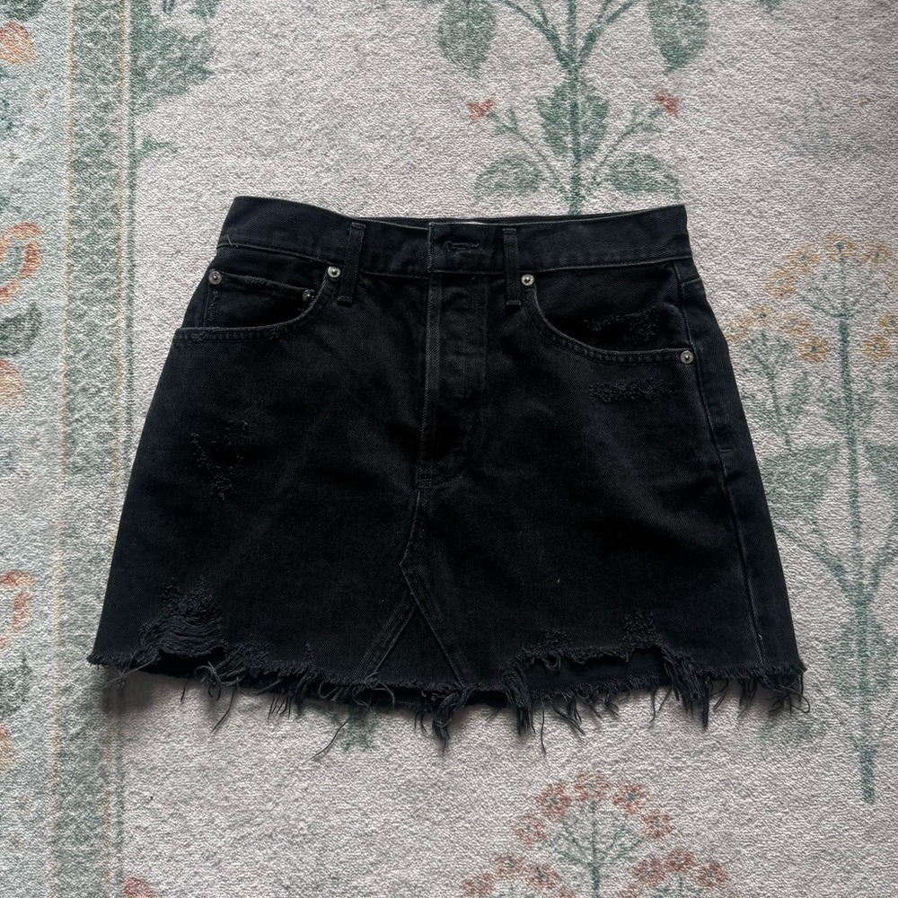 Agolde Black Frayed Mini Skirt
